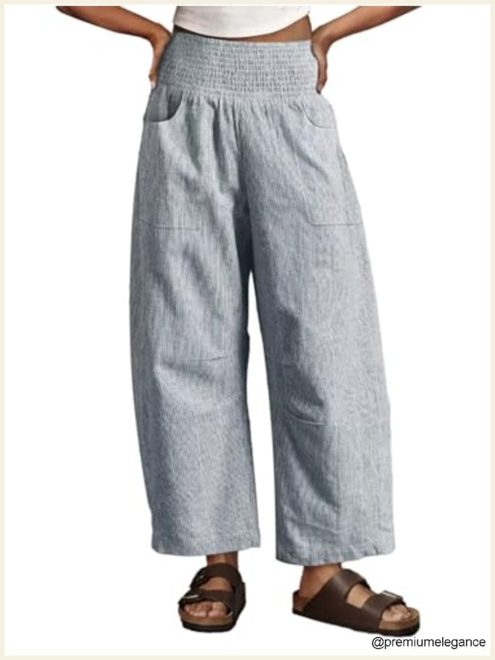 Baggy Wide Leg Barrel Pants High Waisted Casual Lounge Trousers Cotton Blend